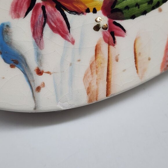 Hand Painted Heart Shaped Ceramic Trinket Box With Cactus & Flowers Design - Picture 5 of 9